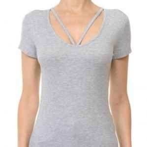 Ribbed V neck top